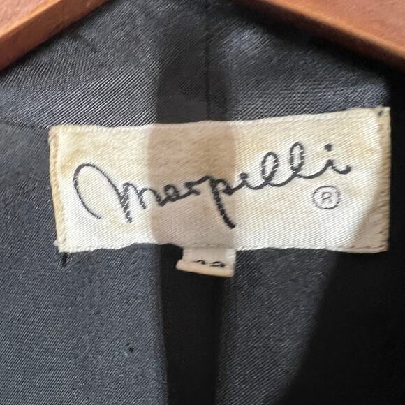 Vintage 80s Marpelli x Udo Oversized Jacket Offset Stripe Button Black - 42 - Picture 6 of 6